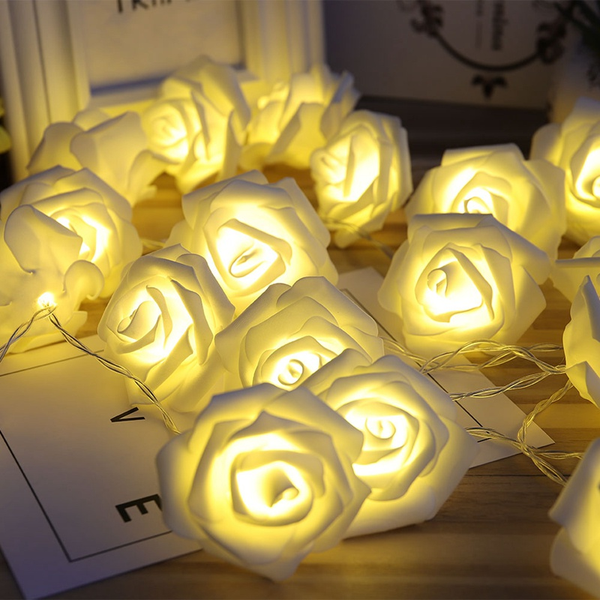 Luces de Cuerda de Flores Rosas LED