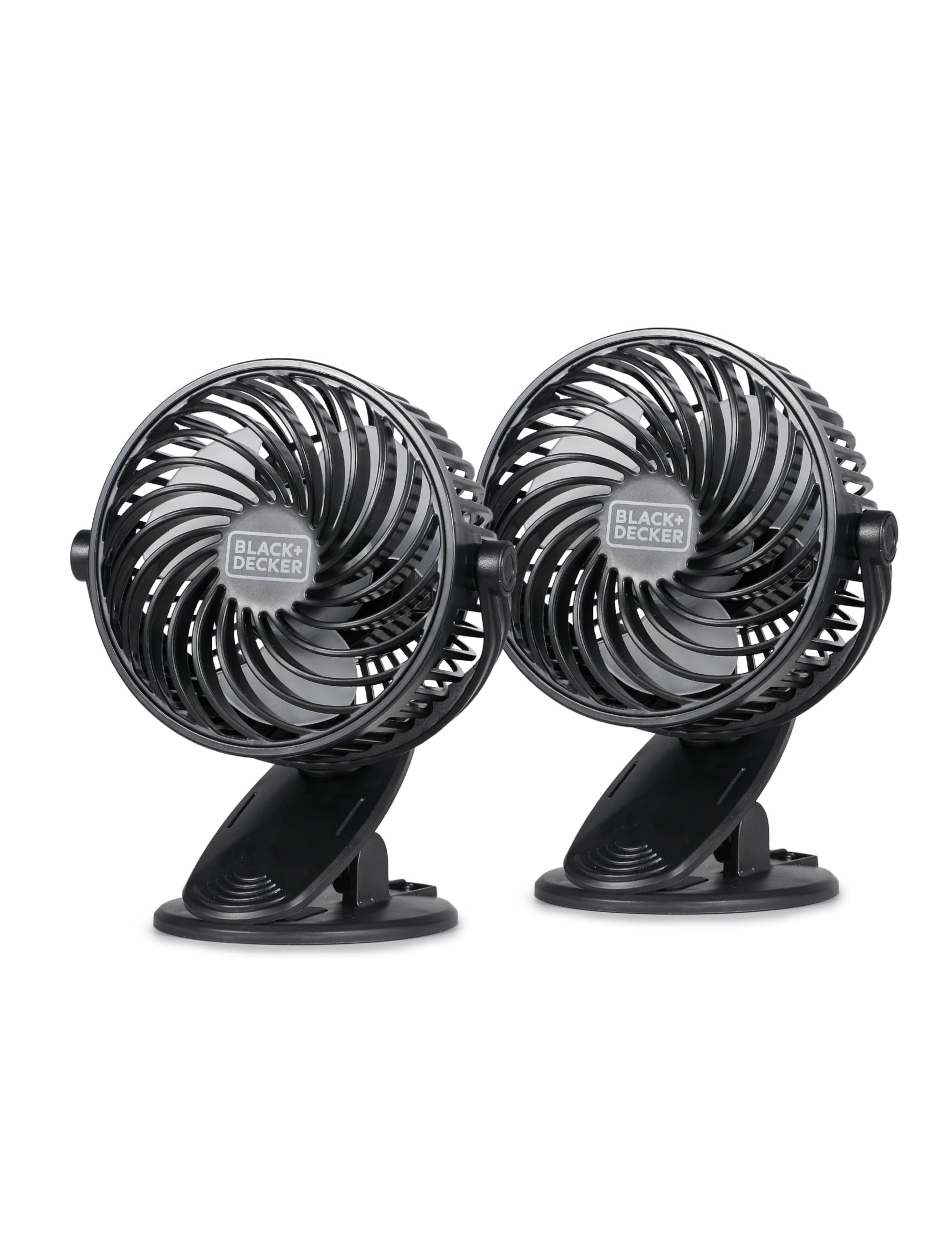 BLACK+DECKER Ventilador Convertible de 4' Clip y Pedestal para Hogar o Oficina, Ventilador Portátil para Mesa con 3 Velocidades y Ángulo de Inclinación Ajustable, Paquete de 2 Ventiladores de Mesa, Negro