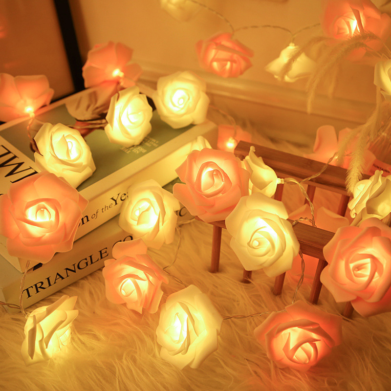 Luces de Cuerda de Flores Rosas LED